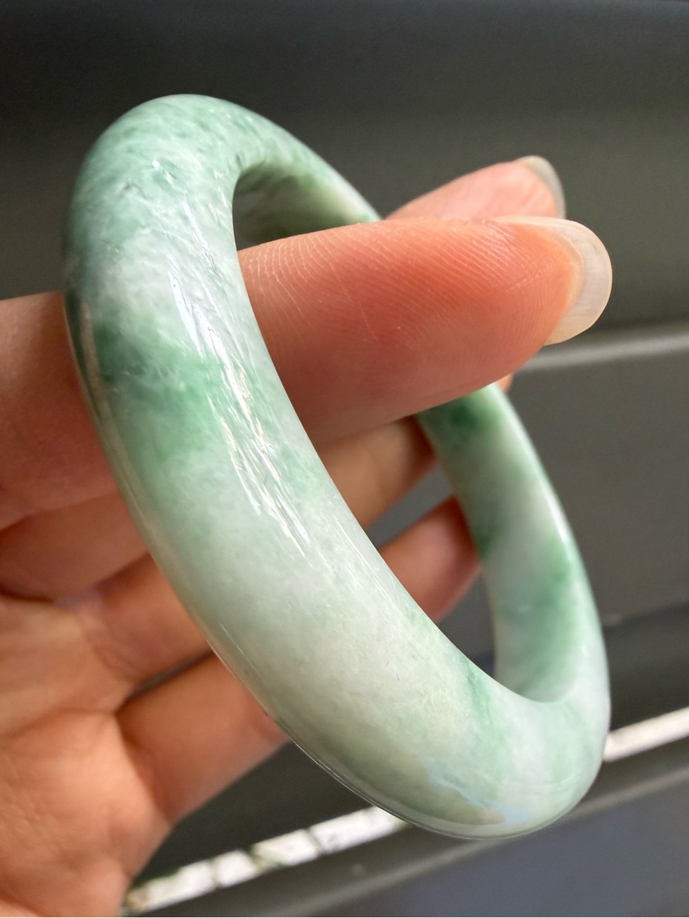 55.5 Green Burmese Jadeite Jade Bangle Bracelet - Natural Grade A - Picture 9 of 11